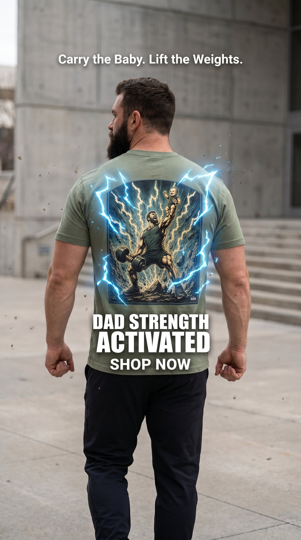 Dad Strength Activated™| Fatherhood Meets Fitness| Funny Gym Dad Shirt