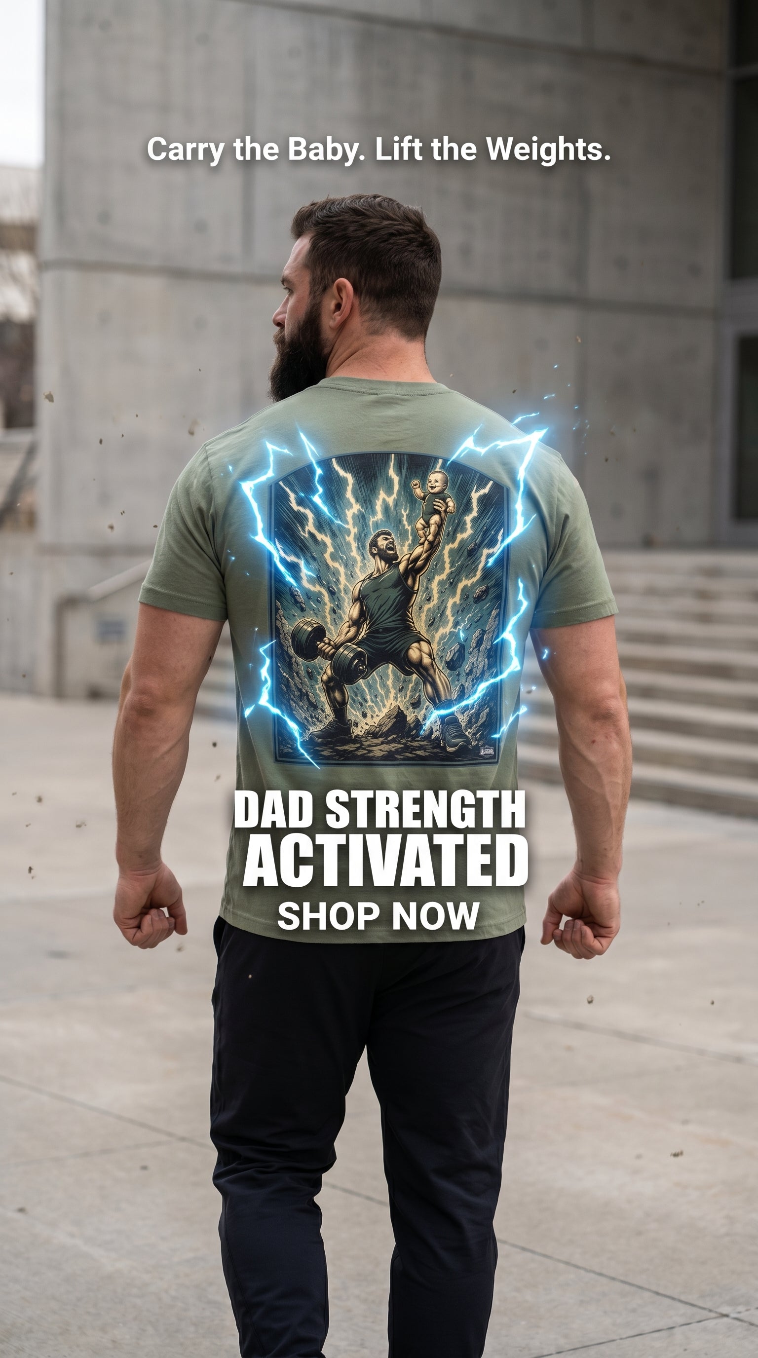 Dad Strength Activated™| Fatherhood Meets Fitness| Funny Gym Dad Shirt