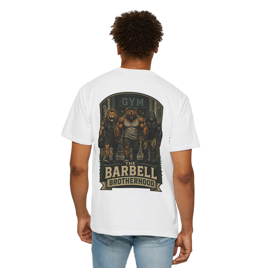 Barbell Brotherhood Weightlifting Tee — Lion, Bear & Gorilla Gym Shirt